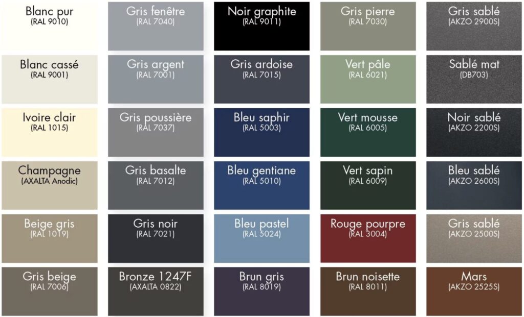 30 couleurs option volet roulant